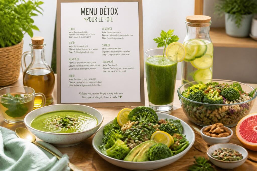découvrez notre menu semaine détox foie accompagné de conseils pratiques pour soutenir votre bien-être digestif et revitaliser votre corps naturellement.