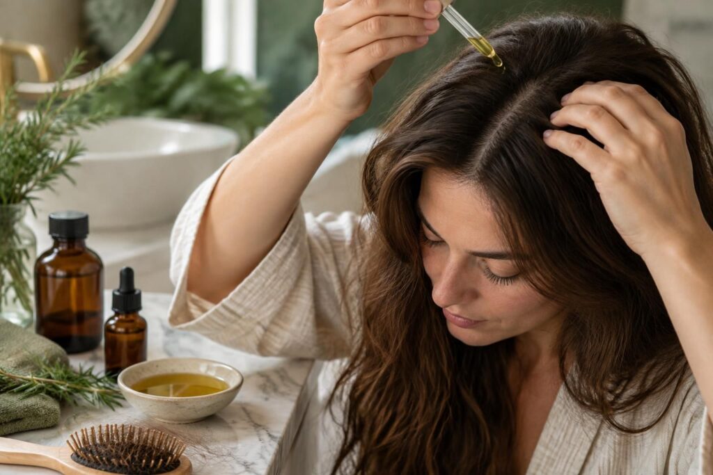 découvrez quelles huiles essentielles peuvent aider à ralentir la chute des cheveux, comment les choisir et les utiliser avec précaution.