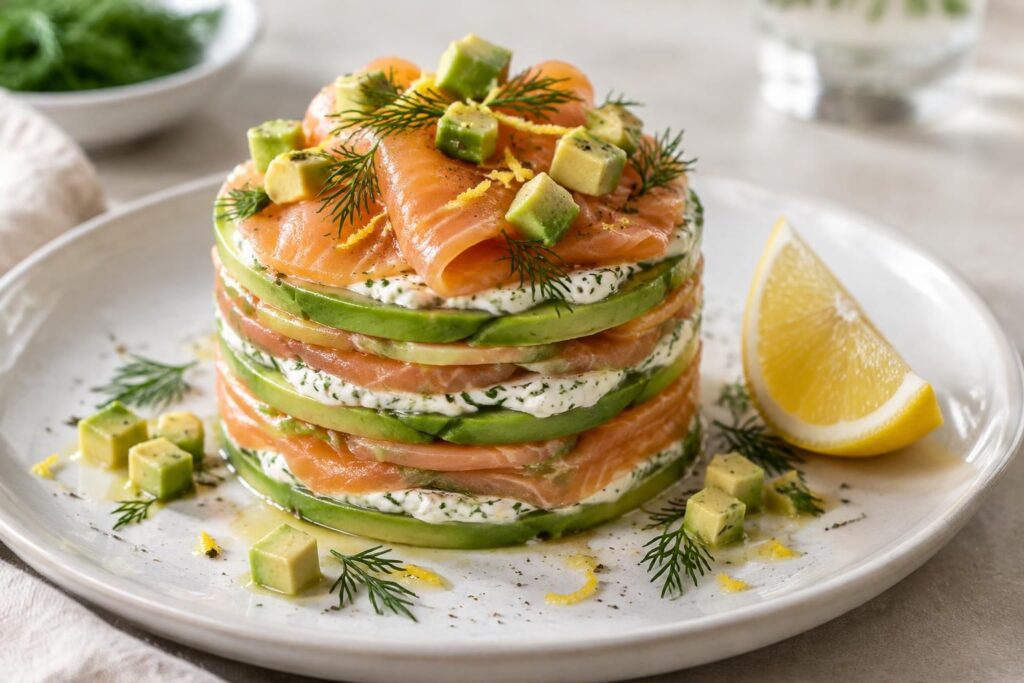 découvrez des recettes faciles et gourmandes de mille-feuille à l’avocat et au saumon, parfaites pour une entrée fraîche et élégante.